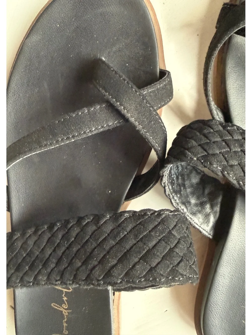 Wonderly Black Braided Strap Slide Sandals Size 6